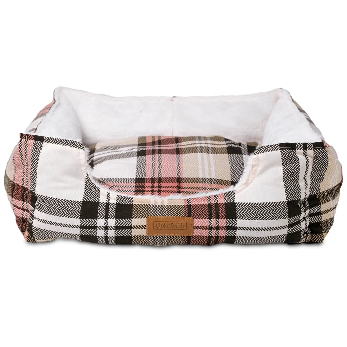 Tartan Dog Bed | Sunset Rose - Dukefords